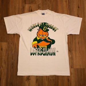 Vintage 1996 Garfield Cartoon T Shirt Leprechaun